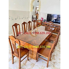 Bộ bàn ghế ăn 10 ghế bàn hộp gỗ hương nam phi
