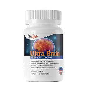Viên uống bổ não Ultra Brain, chứa DHA và EPA từ dầu cá, tốt cho não, mắt, da và giảm cholesterol - Drlife