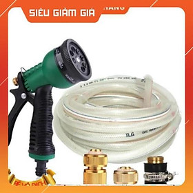 Vòi xịt rửa xe,Vòi phun nước tưới cây tăng áp thông minh 8 chế độ 815498 (cút đồng,nối đồng - dây trắng)