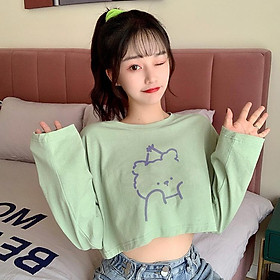 ÁO TAY DÀI CROPTOP FORM RỘNG CÁ TÍNH - chất thun cotton citi cao cấp – mã 0323