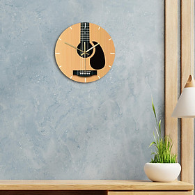 Modern Guitar Wall Clock Music Decorative No Ticking for Living Room Office