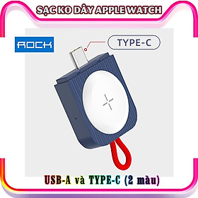 Mua Đế Sạc Không Dây Chính Hãng ROCK dành cho Apple Watch 38/40/42/44mm Series 1/2/3/4/5/6/Se - cổng Type-C và USB-A - Xanh