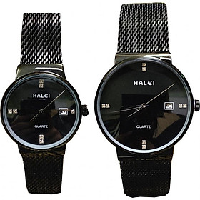 Cặp đồng hồ nam nữ halei hl8024 full đen