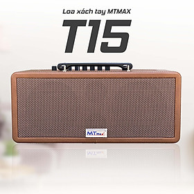 Loa kéo xách tay du lịch MTMAX T15 tích hợp vang chuyên nghiệp karaoke bluetooth 5.0 thiết kế sang trọng kèm 2 micro không dây hàng chính hãng
