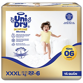 [Mẫu mới] Tã quần Unidry G3X Supreme siêu mỏng size XXXL - 22+6 miếng