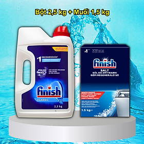 Combo 1,5kg Muối rửa bát Finish+2,5kg Bột rửa bát finish