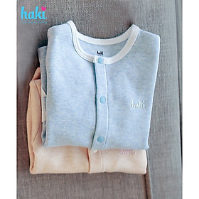 Bộ quần áo dài cài giữa hai túi ốp Melange Cotton cao cấp cho bé Haki BC003