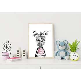 Tranh treo tường | Tranh cho bé-Baby Zebra Print Bubble Gum, Zebra Wall Art 36 , tranh canvas giá rẻ