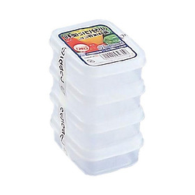Mua Combo Dụng Cụ Chứa Thực Phẩm: Rổ Nhựa Màu Trắng + Set 4 Hộp Nhựa 100ml - Nội Địa Nhật Bản