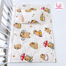Bộ gối nệm cho bé đi học Katina House ,vải Tencel cực mềm mát, họa tiết đáng yêu, nhiều kích cỡ