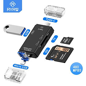 RYRA OTG Micro SD Reader Trình đọc thẻ USB 2.0 dành cho USB C Micro SD Bộ điều hợp Flash Drive Smart Memory Memorer Reader Type C Bộ chuyển đổi