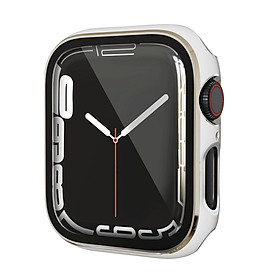 Ốp Case PC Mặt Kính Cường Lực Viền Màu cho Apple Watch Series 4/5/6/SE/7/8/9/SE2 Size 40mm/41mm/44mm/45mm
