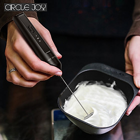 Uareliffe Circle Joy Rechargeable Milk Frother Handheld Electric Automatic Egg Coffee Foam Maker 3 Speed Adjustable Whisk With 2 Mixing Heads Hand Whisk Mixer Beater Foamer Kitchen Cooking Tool
