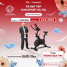 [Miễn phí lắp đặt] Xe đạp tập KINGSPORT KS-106 khung,  khung sườn chắc chắn, tích hợp đồng hồ đo lường chỉ số, cân nặng phù hợp từ dưới 70kg