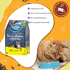 Thức Ăn Hạt Cho Mèo Snappy Tom có Topping Cá Cơm Cho Mèo - 1.5Kg