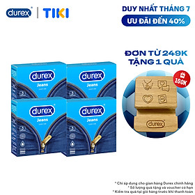 Bộ 4 Bao Cao Su Durex Jeans - Hộp 3 Bao 