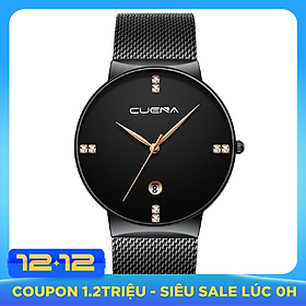 Đồng hồ Nam CUENA CU8899 Lịch ngày sang trọng mặt số đính đá dây thép MÀNH cao cấp