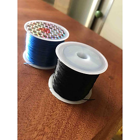  2 CUỘN THUN CO GIÃN MÀU XANH DƯƠNG VÀ ĐEN HOẶC NÂU ĐEN XỎ CHUYÊN XỎ VÒNG TAY BẰNG ĐÁ NAM NỮ