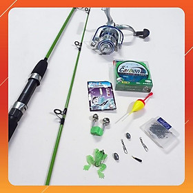 Bộ Cần Câu Shimano 2 Khúc đặc 1m65, 1m8, 2m1, 2m4, 2m7 Kèm Máy Và Phụ Kiện BCCGN 10