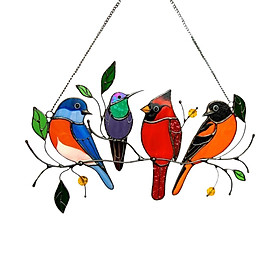 Phụ kiện trang trí cửa sổ suncatcher họa tiết những con chim nhiều màu