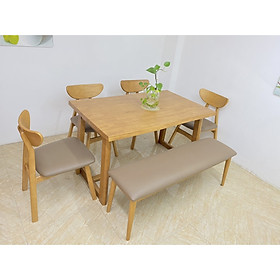 BỘ BÀN GHẾ ĂN S-SEPIA 1m3 TAGO 4 Ghế 1 Bench