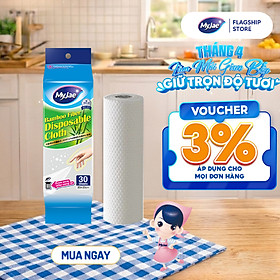 Khăn Lau Sợi Tre MyJae Một Lần Dùng Lau Bề Mặt, Đánh Bay Dầu Mỡ 20cm x 25cm (30 Cái/Bịch)