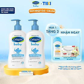 Combo 2 Sữa tắm gội dịu lành cho bé Cetaphil Baby Gentle Wash & Shampoo 400ml/chai