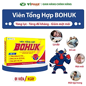 Viên bổ tổng hợp Bohuk Viphar giúp tăng cường sức khoẻ, nâng cao đề kháng, giảm mệt mỏi, hộp 60 viên