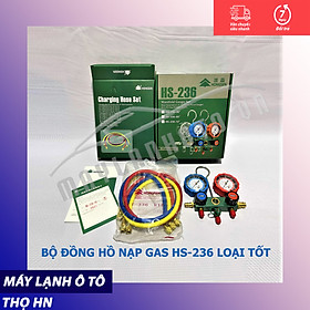 Bộ đồng hồ nạp gas, đo áp suất gas máy lạnh đôi hãng Hongsen kèm bộ dây 90cm loại tốt mã HS-236