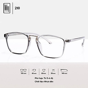 Gọng kính cận nam nữ LILYEYEWEAR mắt kính vuông dễ đeo chất liệu nhựa dẻo phụ kiện thời trang 210 - 210- Ghi