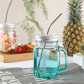 Mua Cốc uống nước thủy tinh có tay cầm tặng ống hút inox mùa hè năng động bảo vệ môi trường CTT01