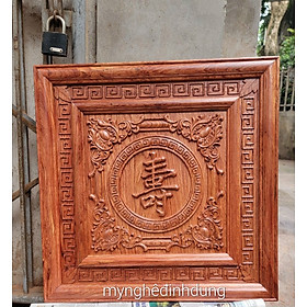 Mua Tranh chữ thọ bằng gỗ hương đá mặt tròn 61×61×4cm