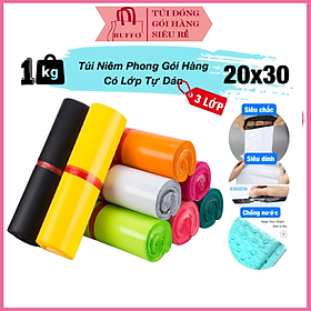 Mua 1 kg Túi Gói Hàng Niêm Phong Ruffo Có Lớp Tự Dán Size 20x30 cm - Cuộn 100 Túi Hàng Cao Cấp Dày Dẻo Bền Dai Giá Rẻ