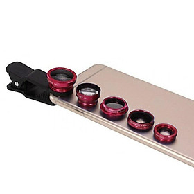 Bộ ống kính máy ảnh điện thoại thông minh 5 trong 1 với góc rộng & macro 0,67X + Ống kính mắt cá 180 ° + Ống kính tele 2X + Ống kính CPL - Đỏ-Màu đỏ