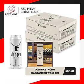 Combo 2 thùng Stangen Weiss Beer 4.9% (Bia lúa mì - Bia đục) - Thùng 24 lon 500ml