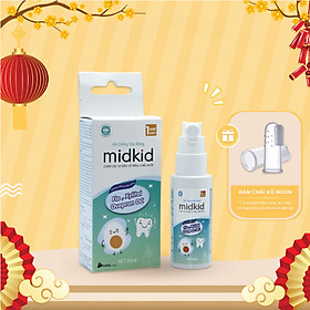 Xịt chống sâu răng Midkid cho bé từ 1 tuổi giúp làm sạch và bảo vệ men răng, ngăn ngừa mảng bám ố vàng, viêm lợi, hà mủn