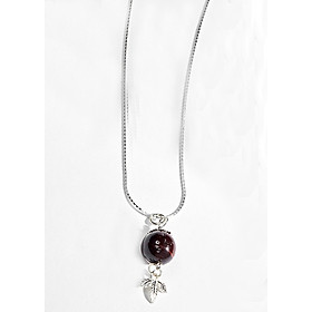 Dây Chuyền Mặt Đá Mắt Hổ Nâu Đỏ Phối 3 Lá Bạc Ngọc Quý Gemstones