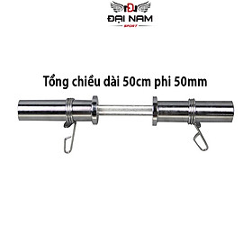 Đòn Tạ Tay Inox Dài 50cm Phi 50mm Nặng 4kg ( 1 Tay) Chính Hãng Đại Nam Sport + Khóa Kẹp 2 Đầu