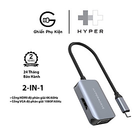 Mua Hub HyperDrive HD-C2HV 2IN1 HDMI/VGA 4K Cổng Chuyển Đổi Type C Dành Cho Macbook/iPad/Surface/Laptop - Hàng Chính Hãng