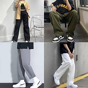 QUẦN BAGGY ỐNG RỘNG DÁNG SUÔNG PHONG CÁCH HÀN QUỐC THỜI TRANG UNISEX-có size Nam Nữ ,màu đen,trắng