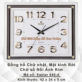 Mua Đồng hồ Treo tường EASTAR KIM TRÔI Chữ Nhật Mặt Trắng – Mặt Kính 3D – Bộ Số Nổi Ánh Kim Bạc – Tặng Pin Maxell