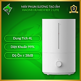 Máy Phun Sương Tạo Ẩm Xiaomi Humidifier 2 Lite【Dung Tích 4L ◆ Diệt khuẩn 99% ◆ Độ Ồn ≤ 38dB】- Hàng Nhập Khẩu