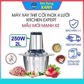 Máy xay thịt đa năng cối Inox 304 dung tích 2L 4 lưỡi dao bằng thép sinh