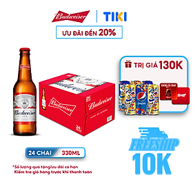 Thùng 24 Chai Bia Budweiser Chính Hãng 330mlChai