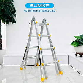 Thang nhôm chữ A rút lồng SUMIKA SKM404A - Chữ A cao nhất 2.2m, chữ I cao nhất 4.6m, tải trọng 300kg