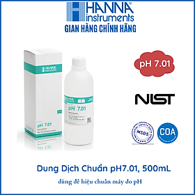 Mua Dung Dịch Chuẩn NIST pH7.01 Để Kiểm Tra/Hiệu Chuẩn Lại Bất Kỳ Máy Đo pH Nào 500mL HANNA HI7007L kèm chứng nhận COA MSDS