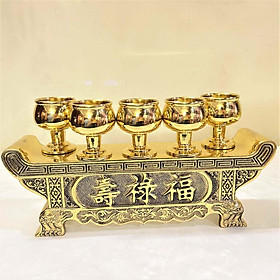 Mua Bộ Chung Nước Cúng Khắc Sen Rồng Bằng Đồng (3 ly - 5 ly) mẫu 2