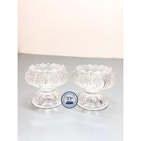 Mua COMBO 2 CHIẾC CHÂN ĐẾ NẾN THUỶ TINH TRẮNG  IN HOẠ TIẾT 8 CÁT TƯỜNG NỔI HAN773
