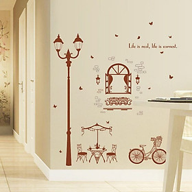Mua Decal dán tường Cột đèn nâu AmyShop DKN059