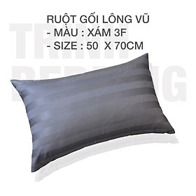 Gối Lông Vũ Cotton Xám Sọc 3F TRINH BEDDING Phong Cách Tối Giản Cho Không Gian Ngủ Gia Đình, sợi bông siêu nhỏ êm ái - Xám3F |Lông Vũ 50x70